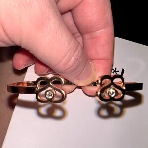 NEW Sparkl bands SS 14k Rose Gold Cuff Bracelet with clear Swarovski Crystals